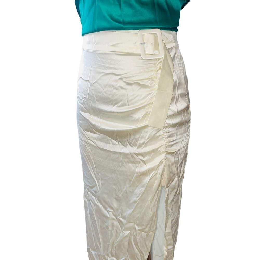 Amanda Uprichard Fabi Midi Satin Skirt in Cream XSmall - Picture 6 of 9